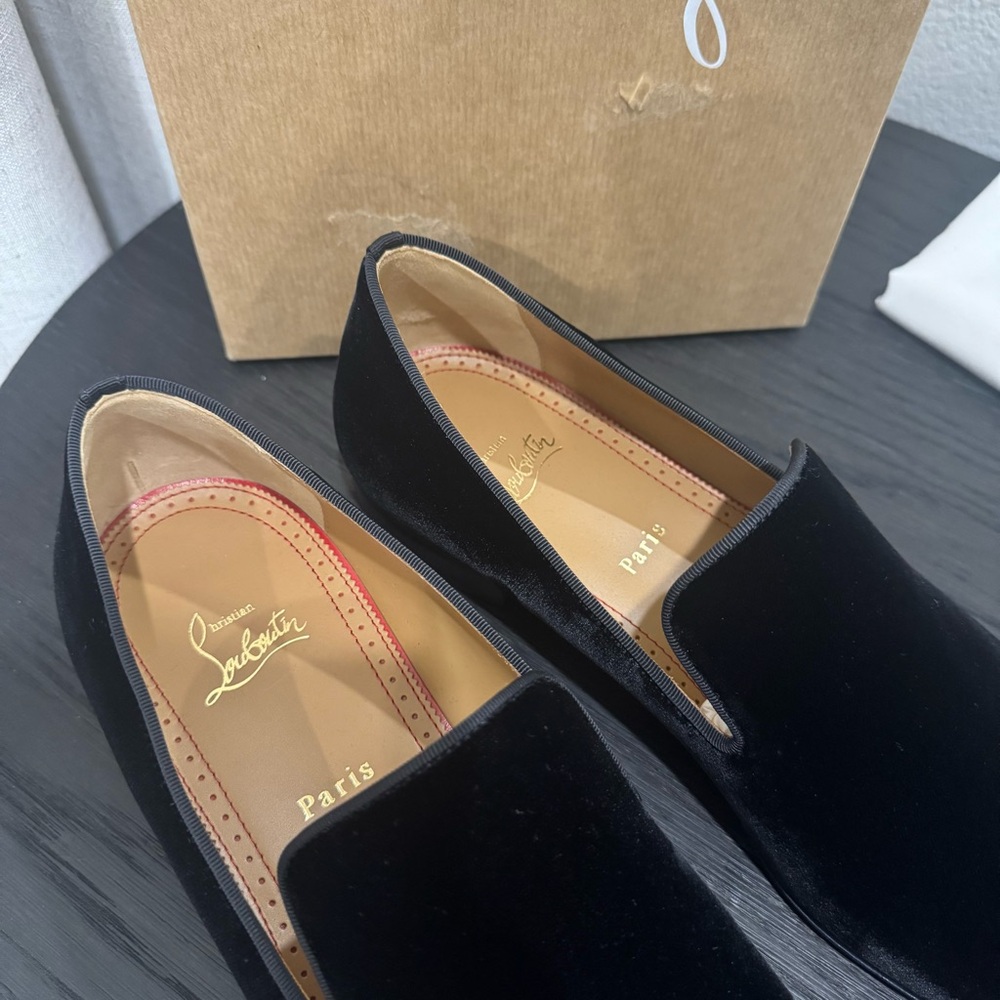 Christian Louboutin Dandelion Loafer Velvet Black 44 - Picture 4 of 9